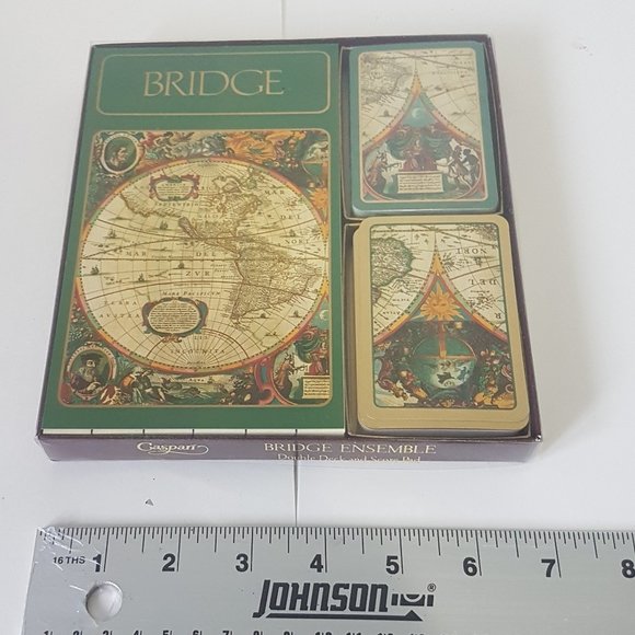 CASPARI Bridge Ensemble Double 2 Deck Cards Score Pad World Map Huntington+ 130 - Picture 2 of 16